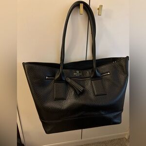 kate spade Black Pebbled Leather Tassel Zip Tote